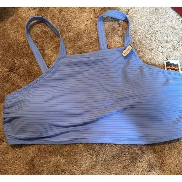 NEW women’s size 3X Time and Tru Sky Blue swim top With Boning For Support - Picture 2 of 6